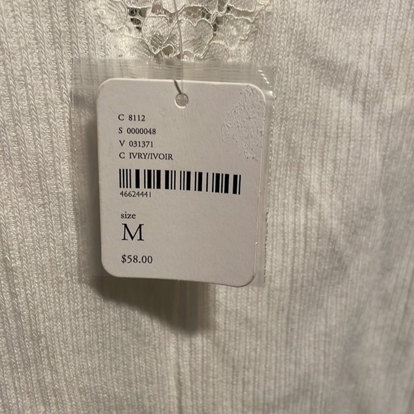 NWT Free People white lace low back long sleeve top - Picture 7 of 8